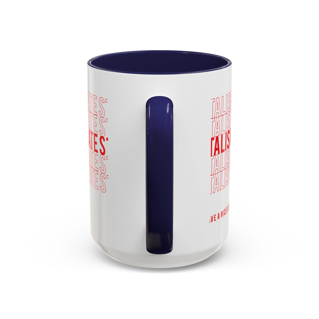 Accent Coffee Mug — “Late Stage Capitalism” Retro Repeat Text Coffee Mug