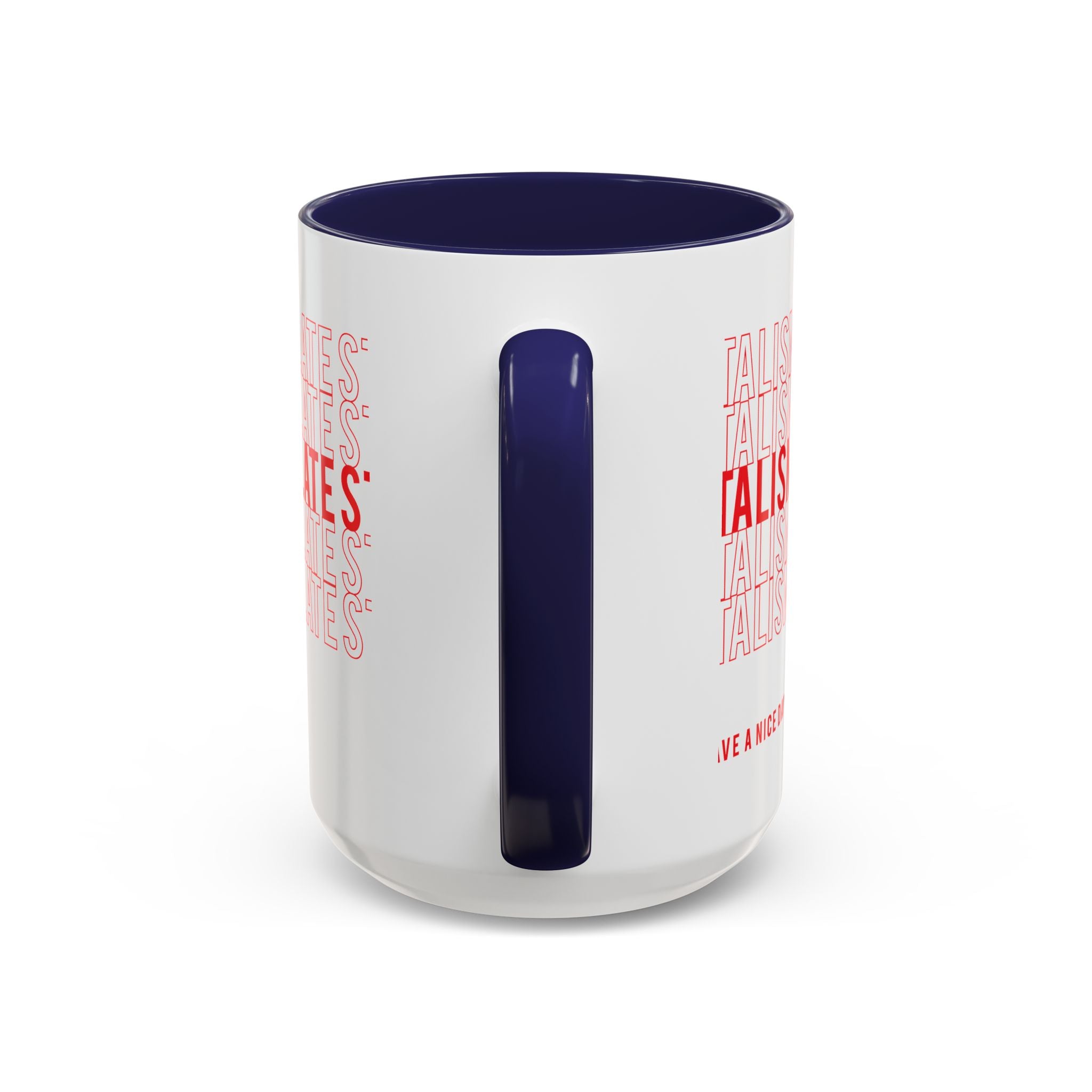 Accent Coffee Mug — “Late Stage Capitalism” Retro Repeat Text Coffee Mug