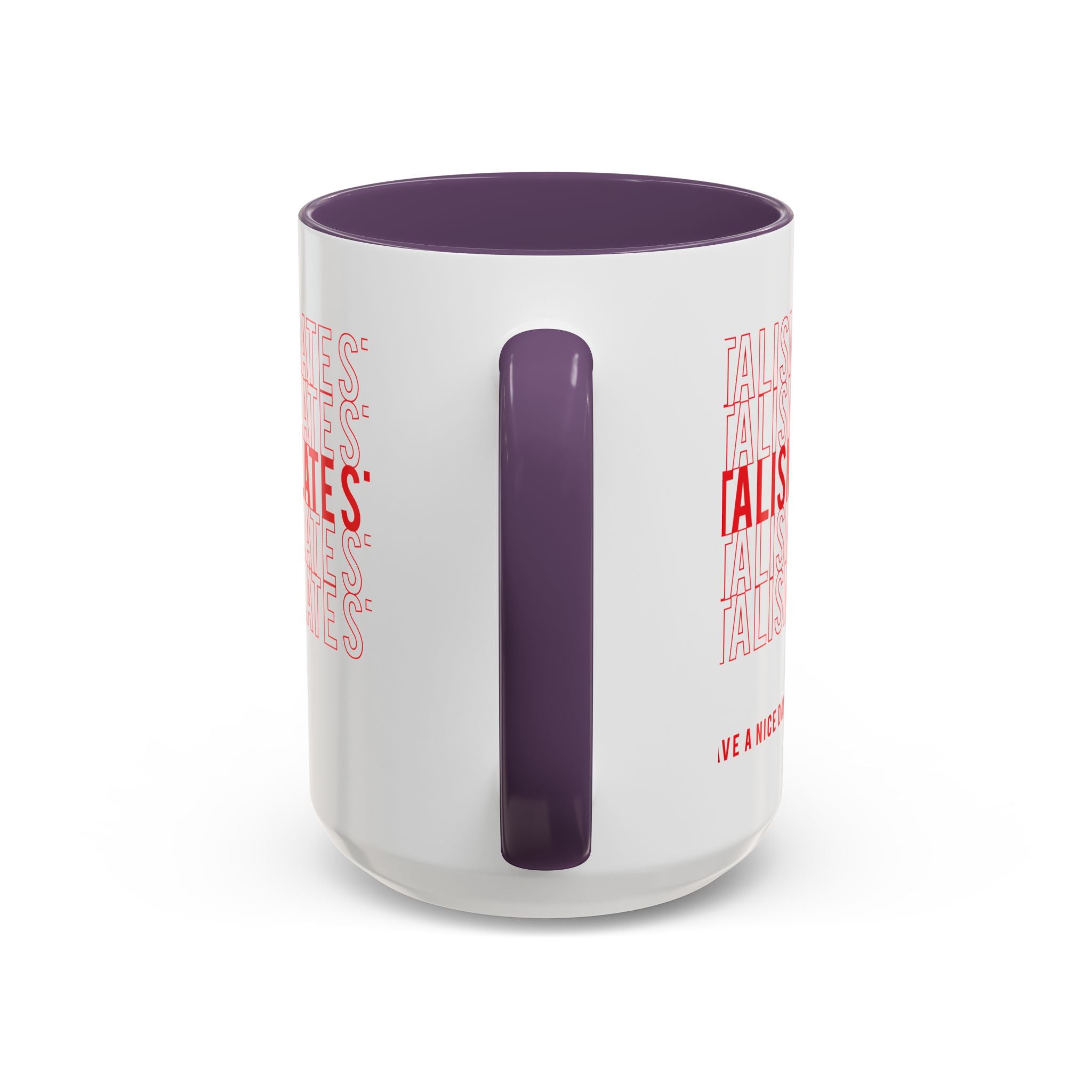 Accent Coffee Mug — “Late Stage Capitalism” Retro Repeat Text Coffee Mug
