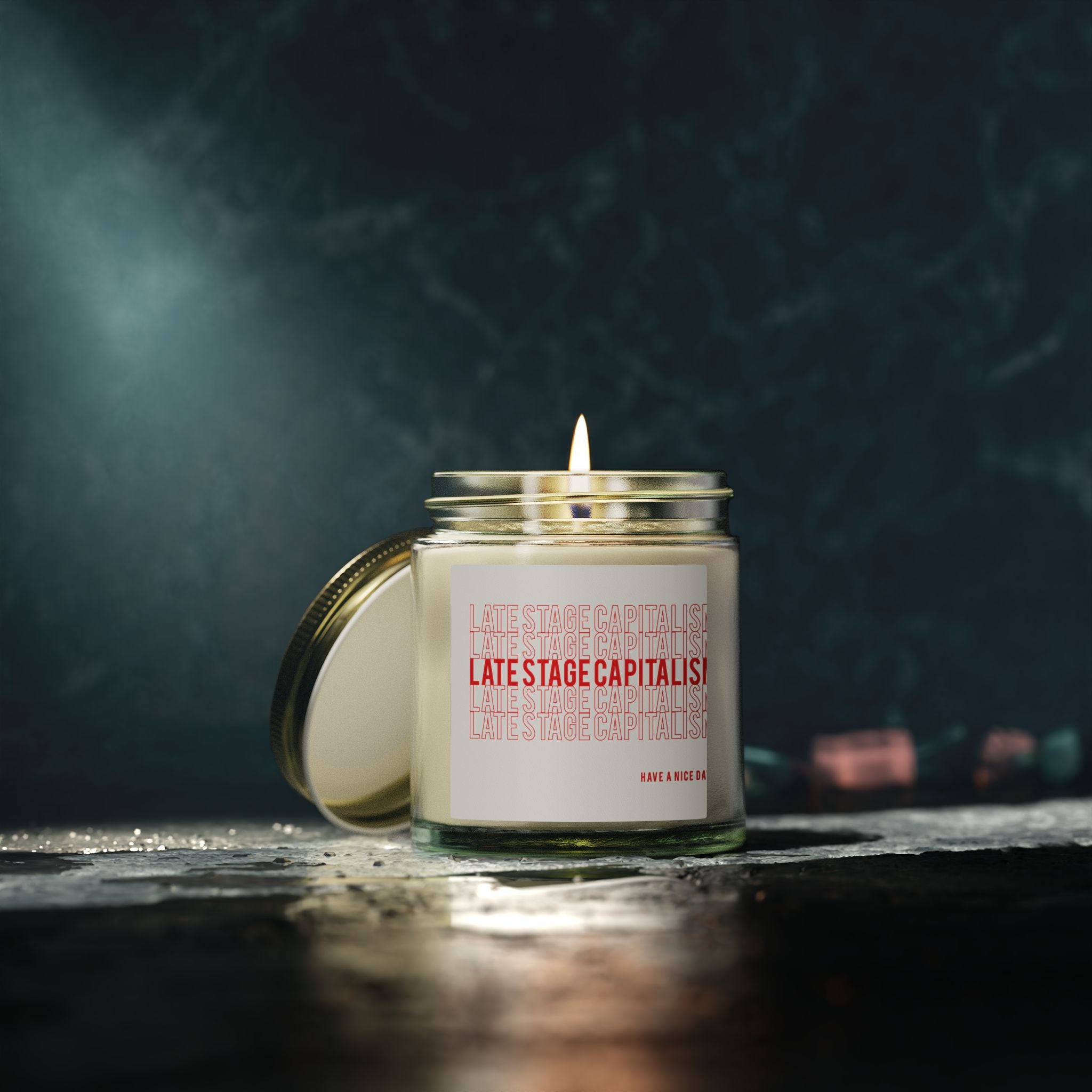 Scented Candle — Coconut Apricot (4oz & 9oz) “Late Stage Capitalism” Jar