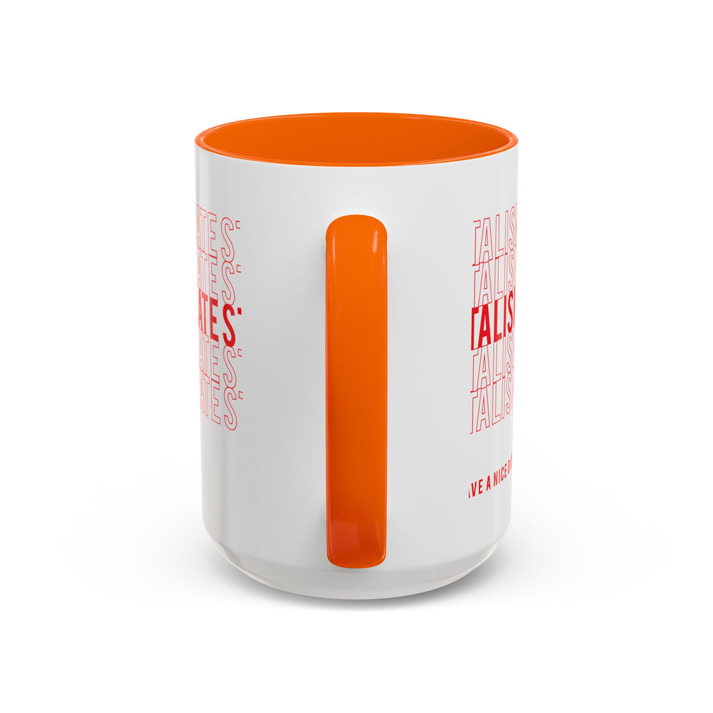 Accent Coffee Mug — “Late Stage Capitalism” Retro Repeat Text Coffee Mug