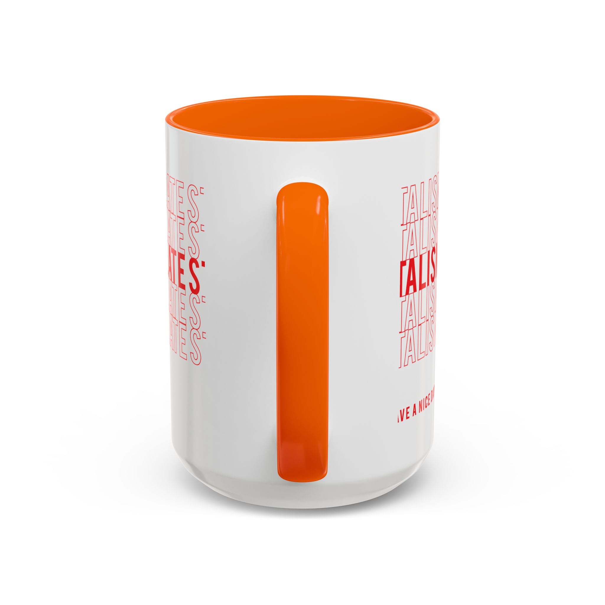 Accent Coffee Mug — “Late Stage Capitalism” Retro Repeat Text Coffee Mug