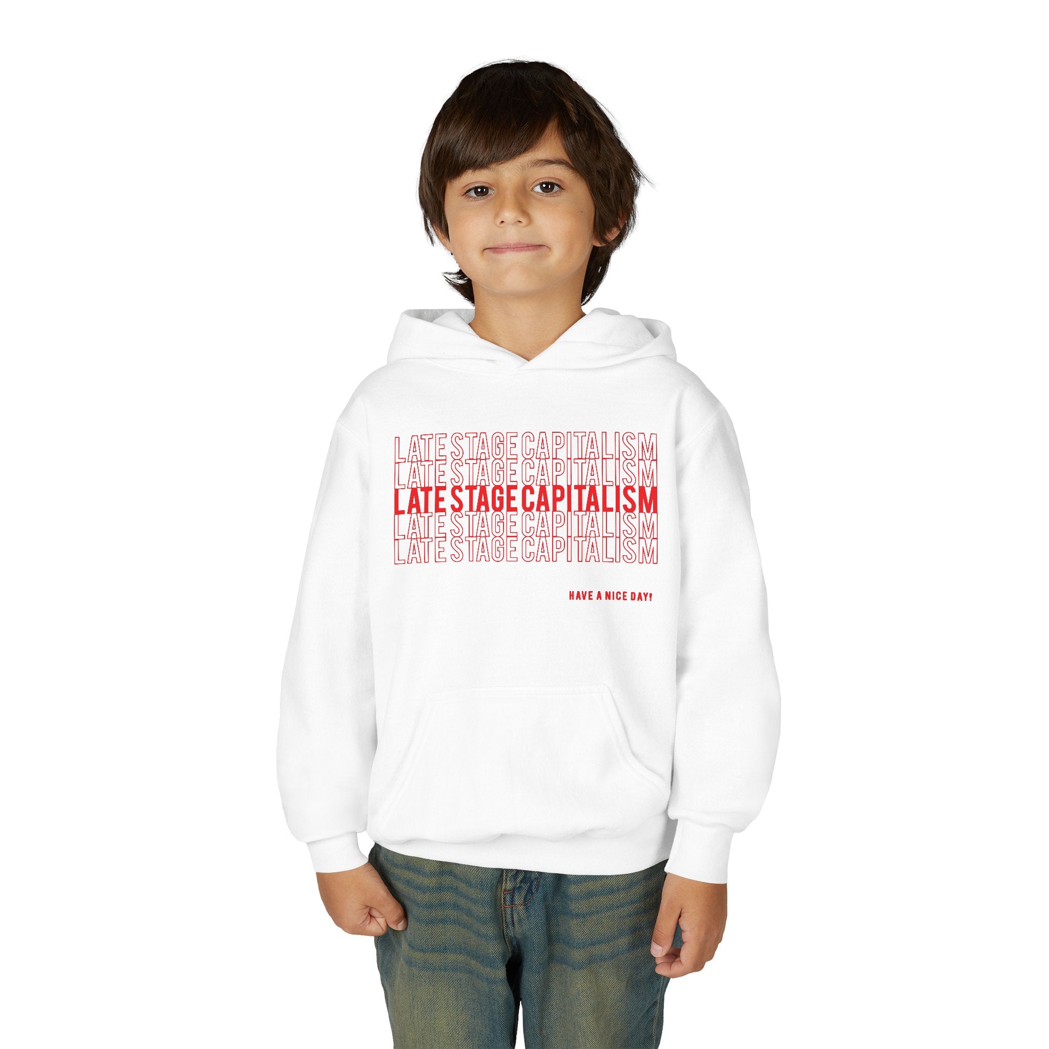 Youth Hoodie — "Late Stage Capitalism" Graphic Pullover