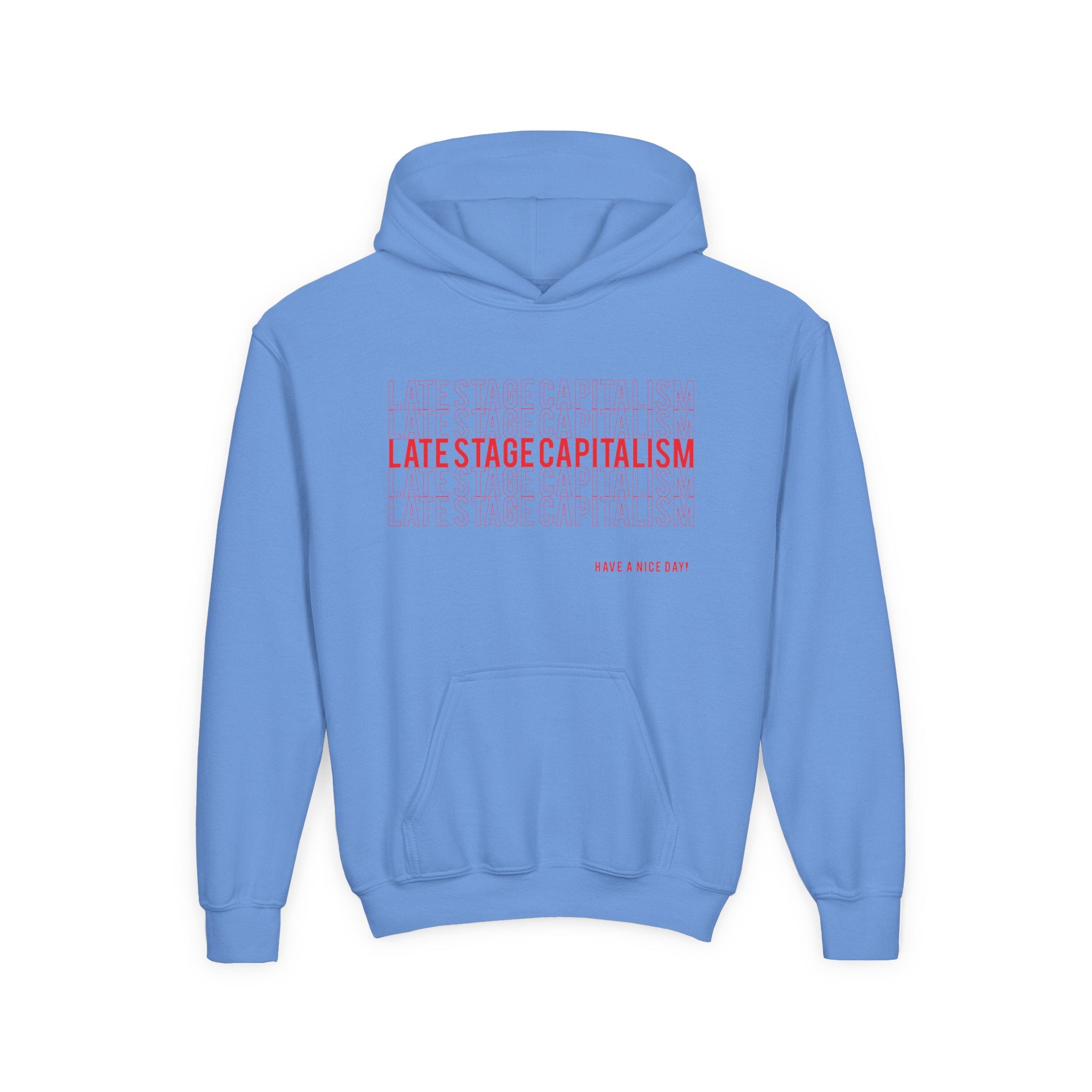 Youth Hoodie — "Late Stage Capitalism" Graphic Pullover
