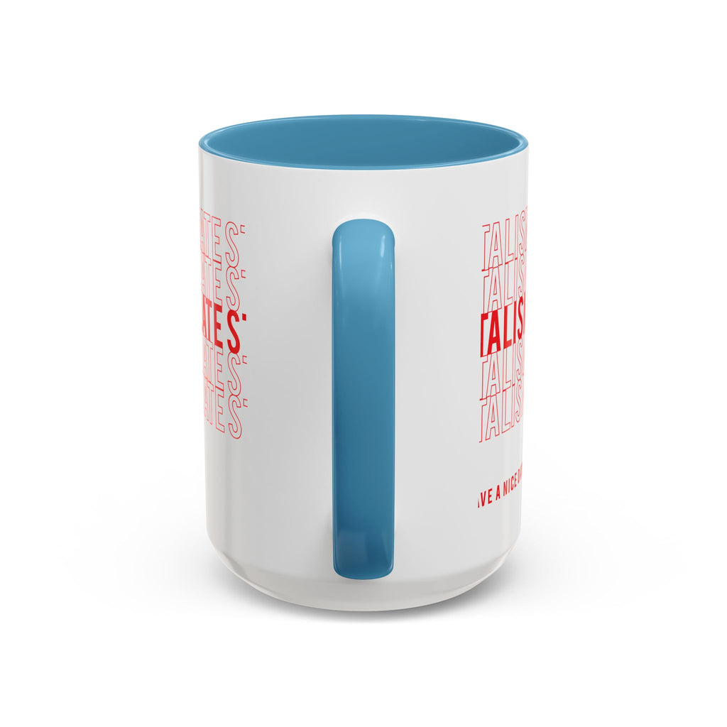 Accent Coffee Mug — “Late Stage Capitalism” Retro Repeat Text Coffee Mug