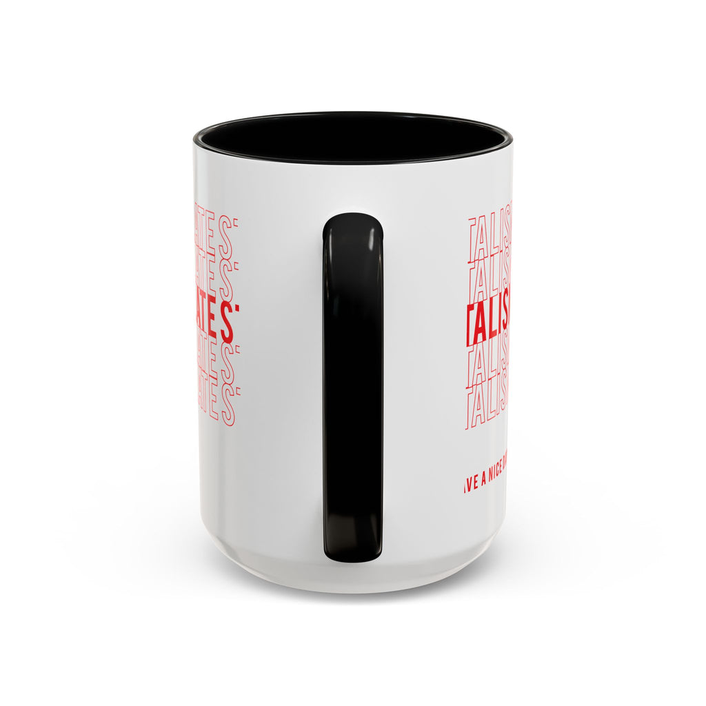 Accent Coffee Mug — “Late Stage Capitalism” Retro Repeat Text Coffee Mug