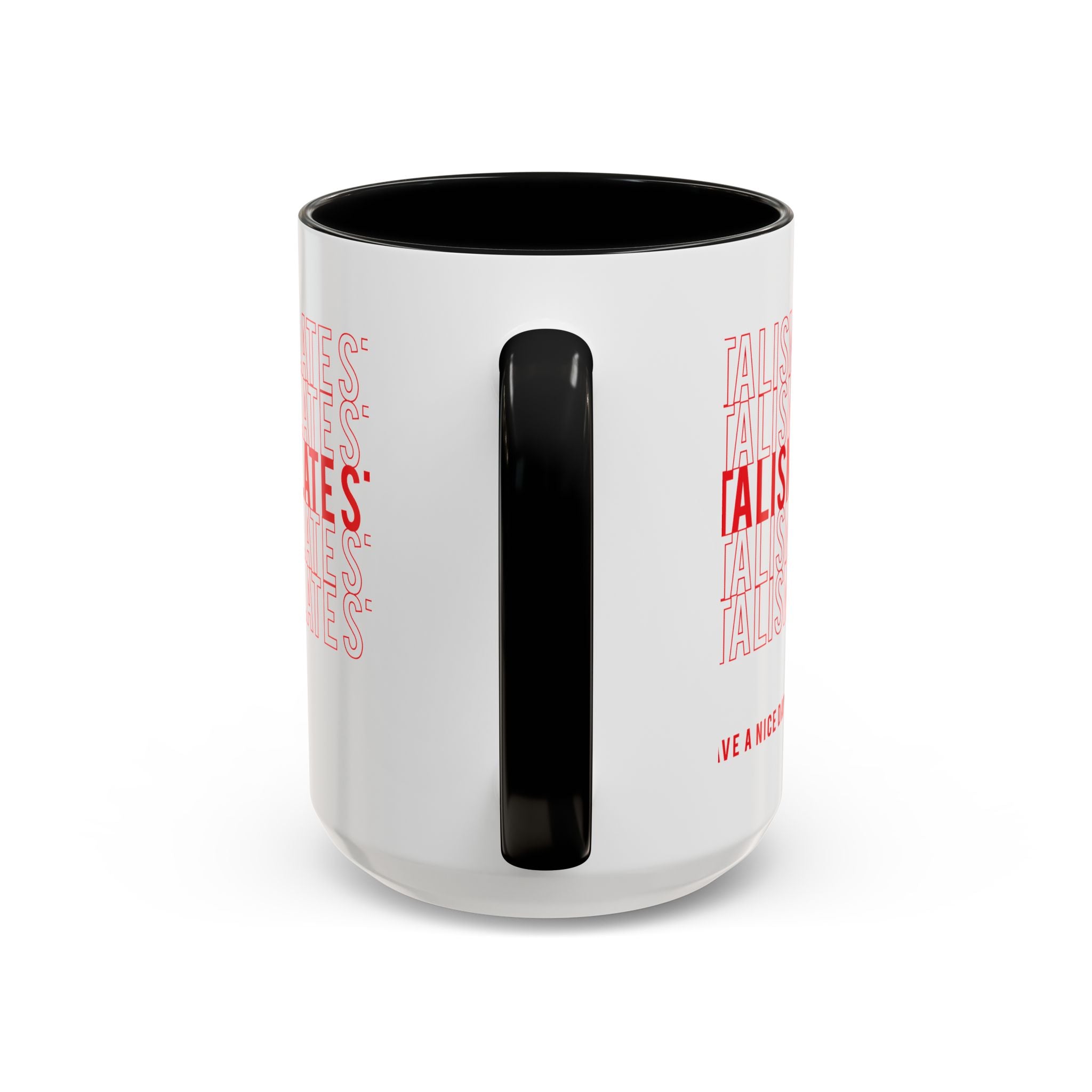 Accent Coffee Mug — “Late Stage Capitalism” Retro Repeat Text Coffee Mug