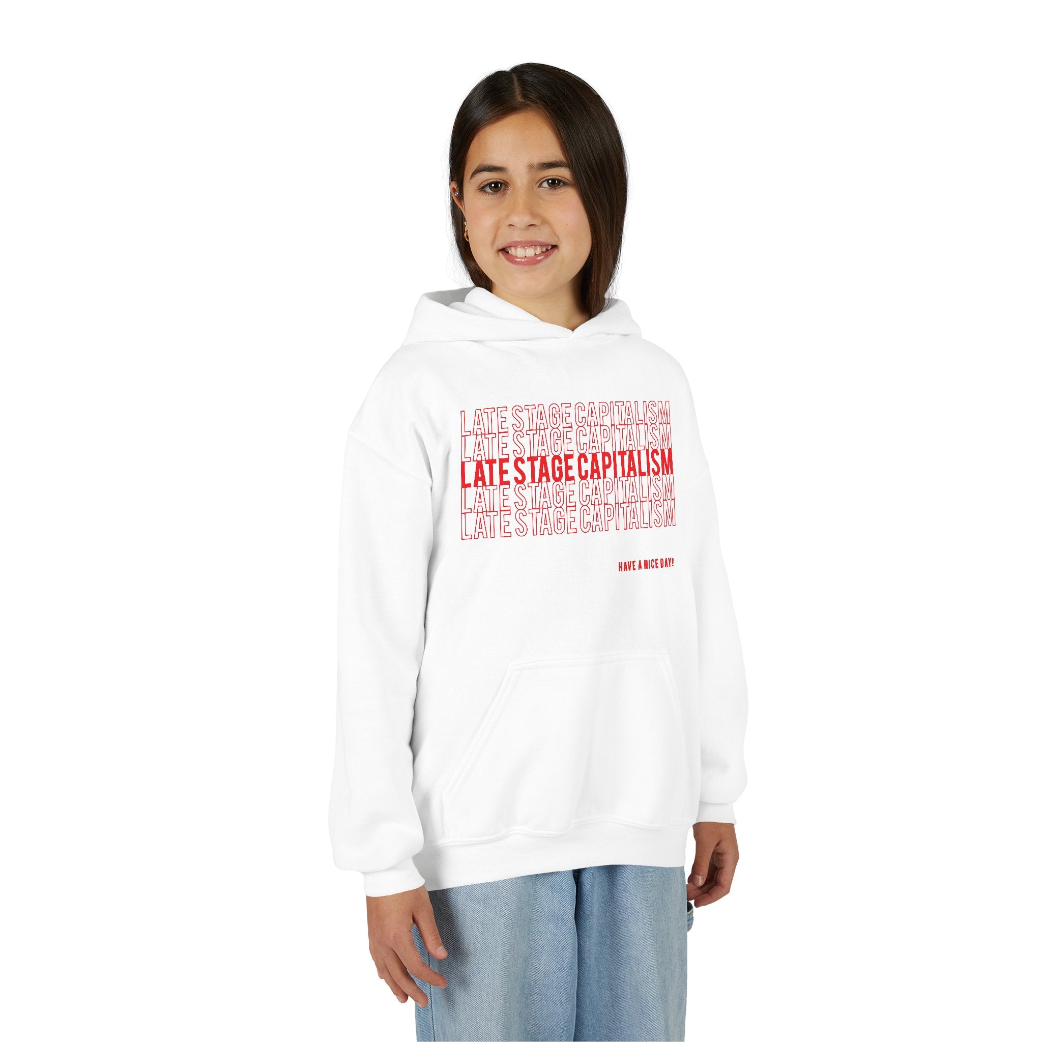 Youth Hoodie — "Late Stage Capitalism" Graphic Pullover