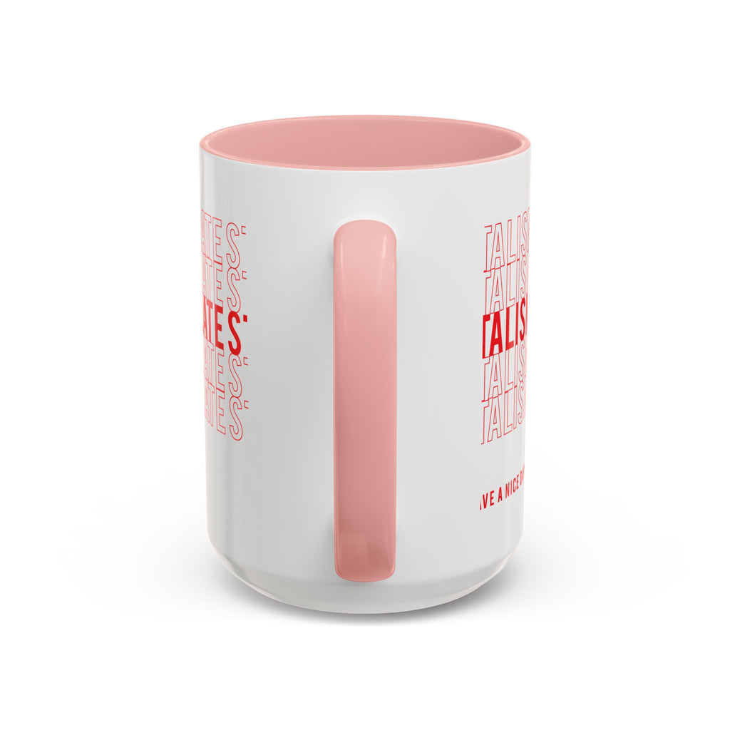 Accent Coffee Mug — “Late Stage Capitalism” Retro Repeat Text Coffee Mug
