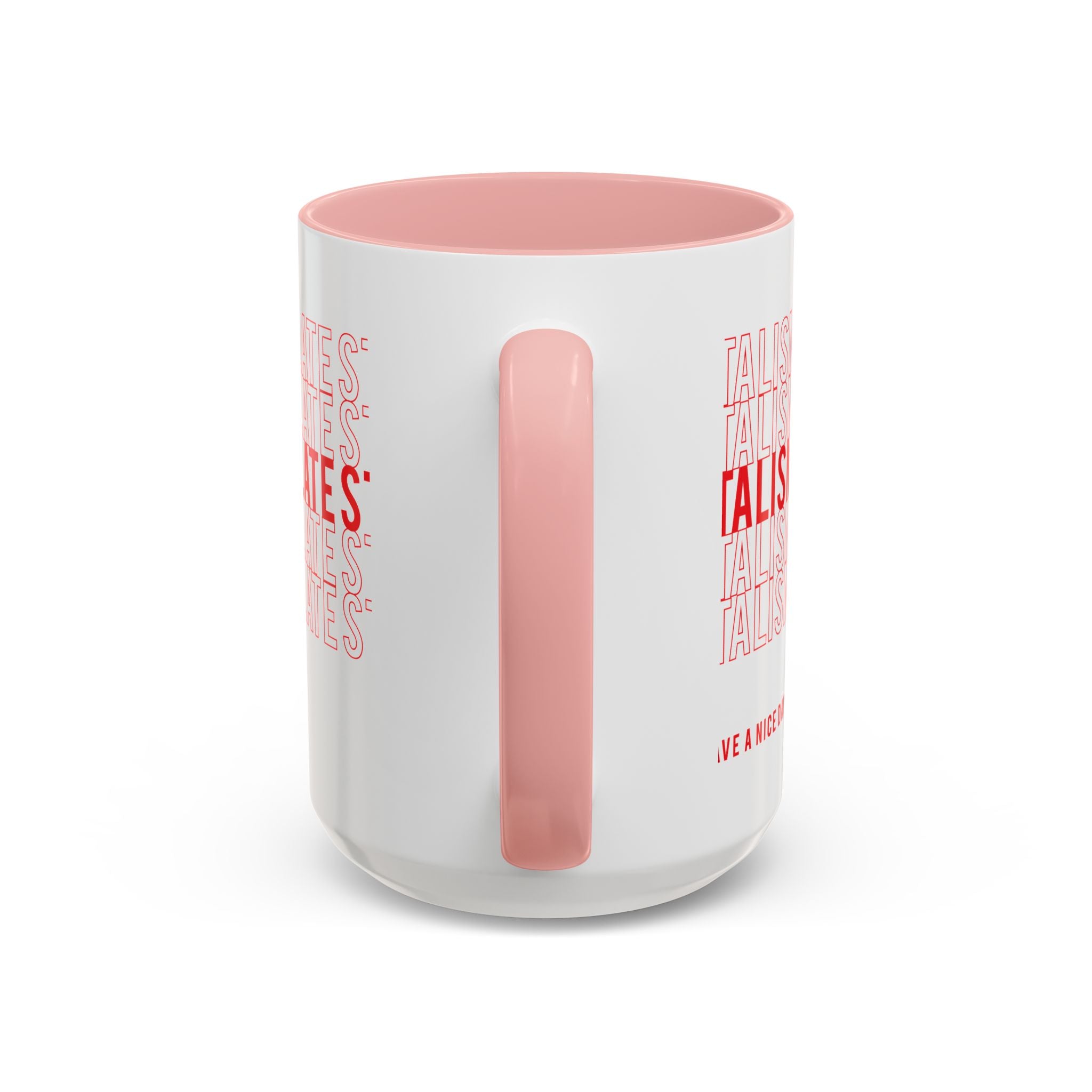Accent Coffee Mug — “Late Stage Capitalism” Retro Repeat Text Coffee Mug