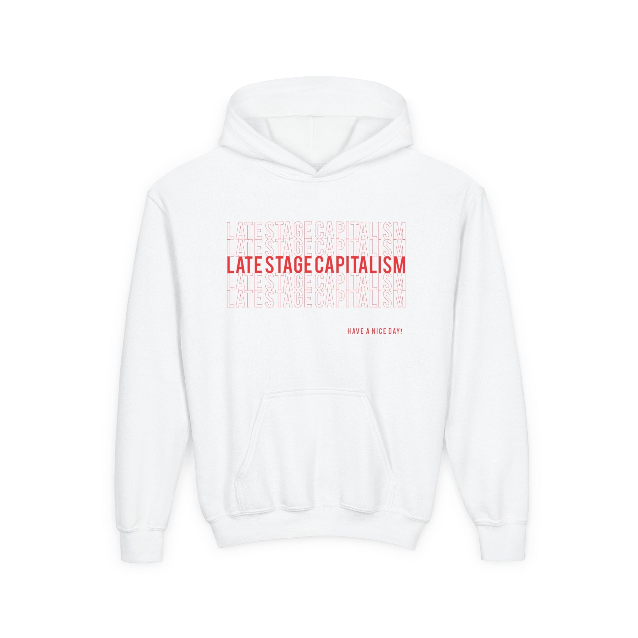 Youth Hoodie — "Late Stage Capitalism" Graphic Pullover